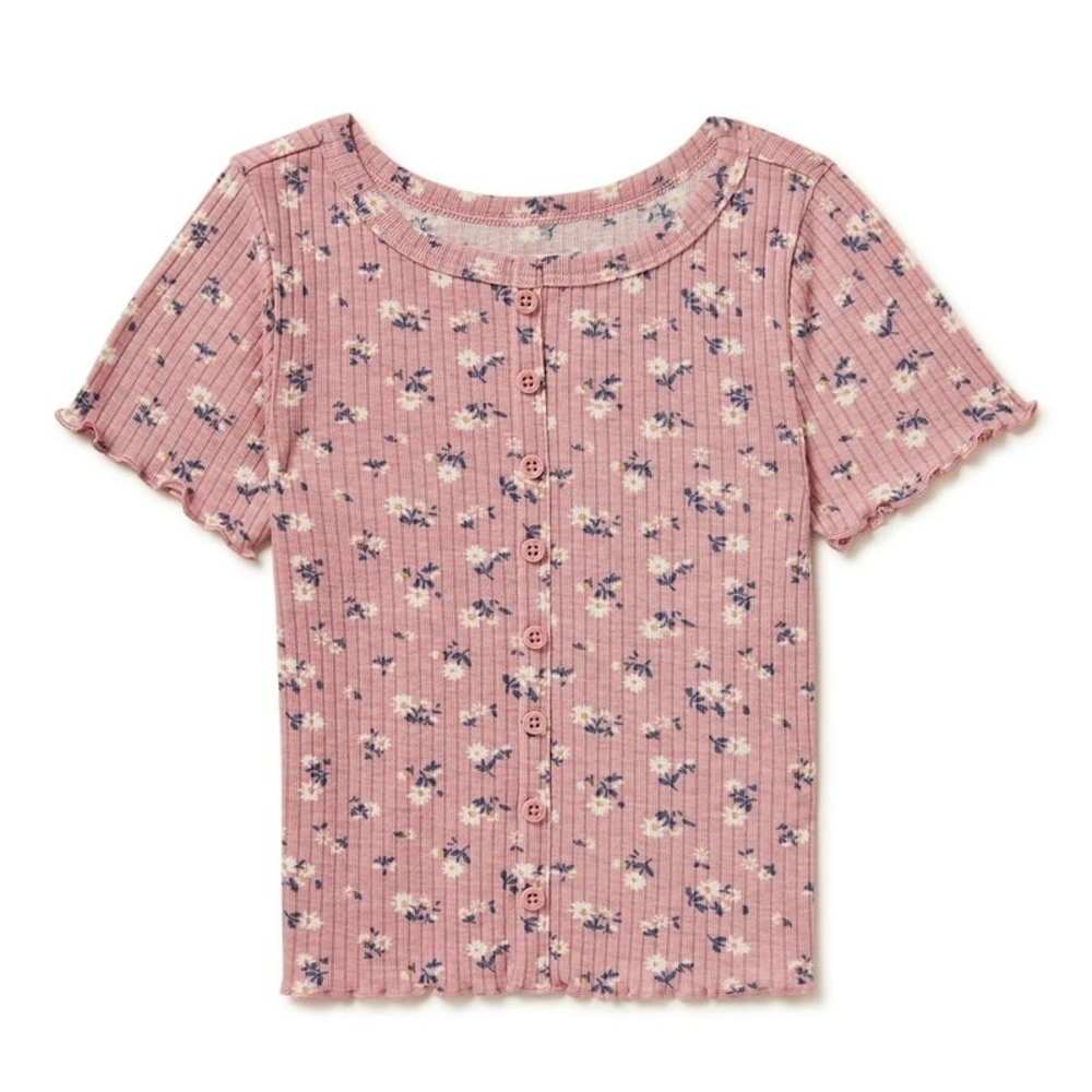 Wonder Nation Pink Floral Button Down Shirt